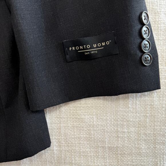 Pronto Uomo Men’s Wool Blend Blazer – 46R / 40W – Charcoal Gray NOS - Picture 2 of 10